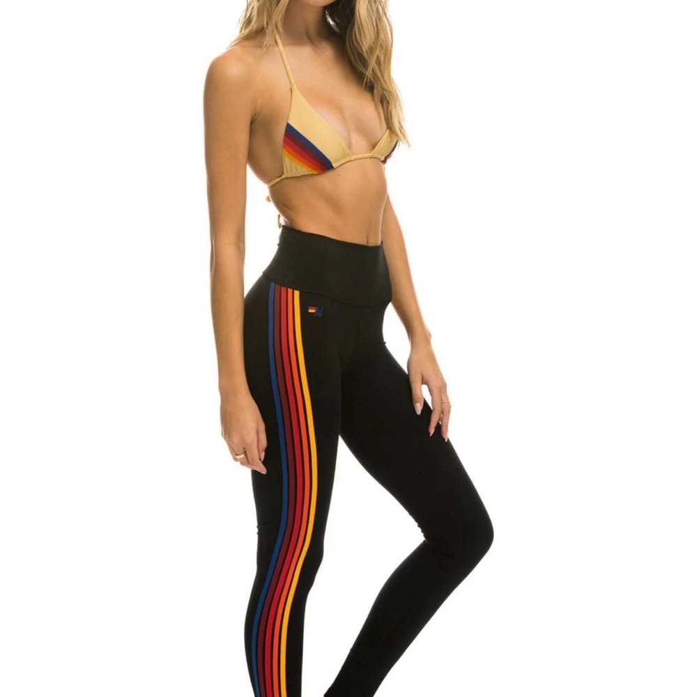 Aviator Nation - Black Rainbow Stripe Women's Leggings
